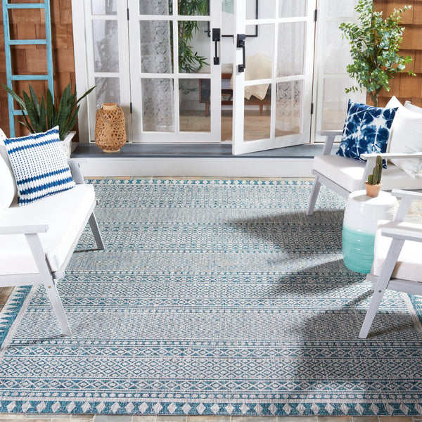 Safavieh Courtyard Elegant Indoor/Outdoor Area Rug With Tribal Motifs - Durable, Eco-friendly, Timeless Design Navy ,Grey 88% Polypropylene,12% Polyester Cy8081-36821-6