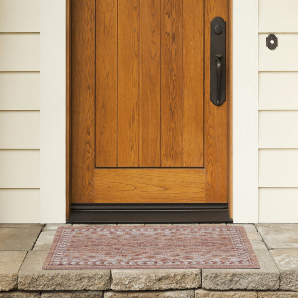 Safavieh Courtyard Powerloomed Area Rug In Rustic Elegance - Timeless Design For Indoor And Outdoor Spaces Rust ,Beige 88% Polypropylene,12% Polyester Cy8100-36512-810