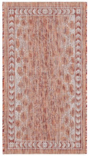 Safavieh Courtyard Powerloomed Area Rug In Rustic Elegance - Timeless Design For Indoor And Outdoor Spaces Rust ,Beige 88% Polypropylene,12% Polyester Cy8100-36512-810