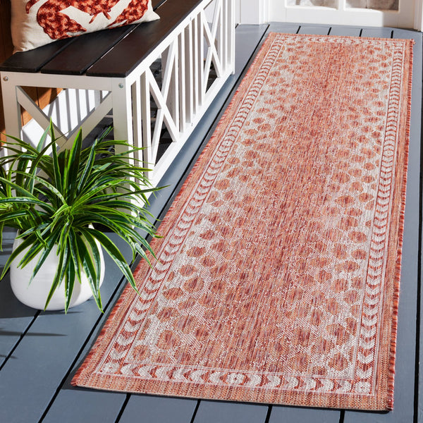 Safavieh Courtyard Powerloomed Area Rug In Rustic Elegance - Timeless Design For Indoor And Outdoor Spaces Rust ,Beige 88% Polypropylene,12% Polyester Cy8100-36512-810