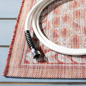 Safavieh Courtyard Powerloomed Area Rug In Rustic Elegance - Timeless Design For Indoor And Outdoor Spaces Rust ,Beige 88% Polypropylene,12% Polyester Cy8100-36512-810