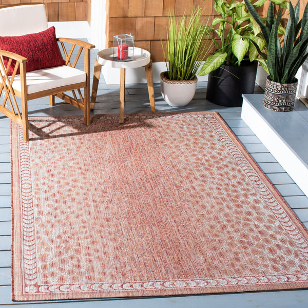 Safavieh Courtyard Powerloomed Area Rug In Rustic Elegance - Timeless Design For Indoor And Outdoor Spaces Rust ,Beige 88% Polypropylene,12% Polyester Cy8100-36512-810