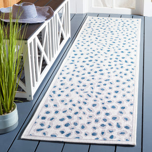 Safavieh Courtyard Powerloomed Area Rug - Elegant Ivory And Blue Design For Stylish Indoor Or Outdoor Spaces Ivory ,Grey 88% Polypropylene,12% Polyester Cy8104-53712-7sq