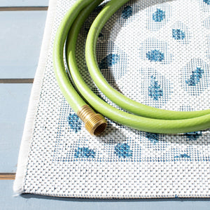 Safavieh Courtyard Powerloomed Area Rug - Elegant Ivory And Blue Design For Stylish Indoor Or Outdoor Spaces Ivory ,Grey 88% Polypropylene,12% Polyester Cy8104-53712-7sq