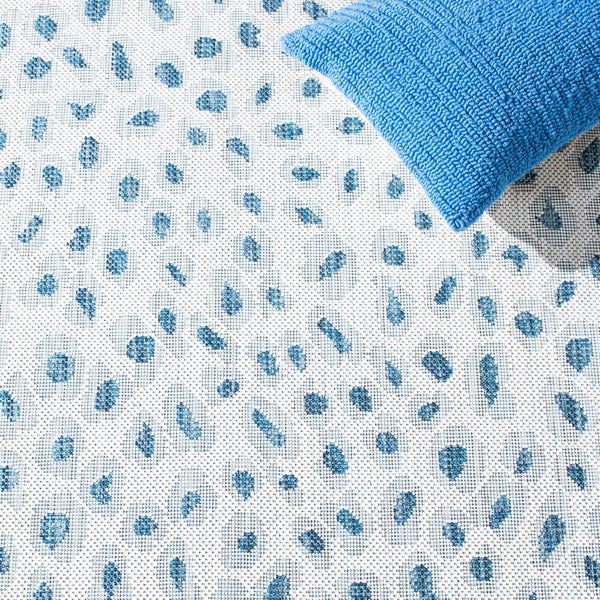 Safavieh Courtyard Powerloomed Area Rug - Elegant Ivory And Blue Design For Stylish Indoor Or Outdoor Spaces Ivory ,Grey 88% Polypropylene,12% Polyester Cy8104-53712-7sq