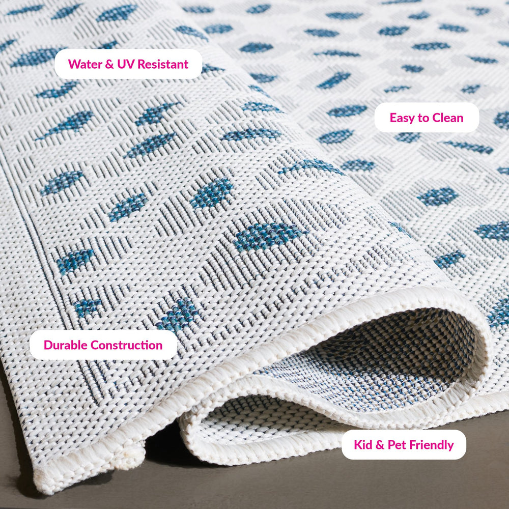 Safavieh Courtyard Powerloomed Area Rug - Elegant Ivory And Blue Design For Stylish Indoor Or Outdoor Spaces Ivory ,Grey 88% Polypropylene,12% Polyester Cy8104-53712-7sq