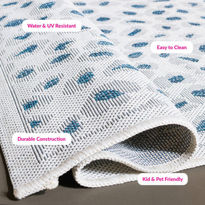 Safavieh Courtyard Powerloomed Area Rug - Elegant Ivory And Blue Design For Stylish Indoor Or Outdoor Spaces Ivory ,Grey 88% Polypropylene,12% Polyester Cy8104-53712-7sq