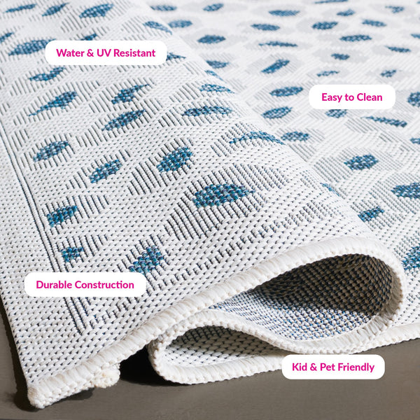 Safavieh Courtyard Powerloomed Area Rug - Elegant Ivory And Blue Design For Stylish Indoor Or Outdoor Spaces Ivory ,Grey 88% Polypropylene,12% Polyester Cy8104-53712-7sq