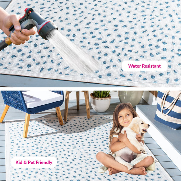 Safavieh Courtyard Powerloomed Area Rug - Elegant Ivory And Blue Design For Stylish Indoor Or Outdoor Spaces Ivory ,Grey 88% Polypropylene,12% Polyester Cy8104-53712-7sq