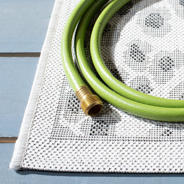 Safavieh Courtyard Powerloomed Area Rug - Elegant Ivory And Blue Design For Stylish Indoor Or Outdoor Spaces Ivory ,Grey 88% Polypropylene,12% Polyester Cy8104-53712-7sq