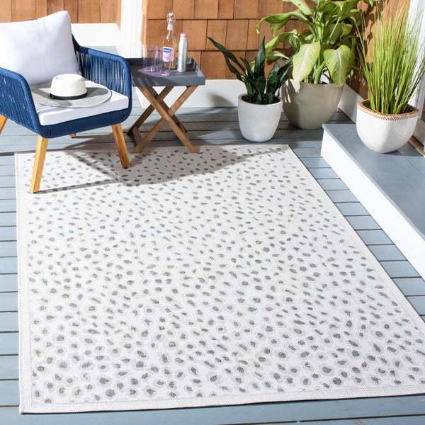 Safavieh Courtyard Powerloomed Area Rug - Elegant Ivory And Blue Design For Stylish Indoor Or Outdoor Spaces Ivory ,Grey 88% Polypropylene,12% Polyester Cy8104-53712-7sq