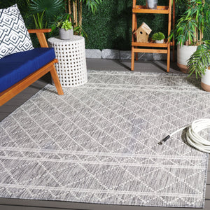 Safavieh Courtyard Elegant Area Rug With Geometric Diamond Pattern For Modern Indoor And Outdoor Spaces Light Grey ,Dark Grey 88% Polypropylene,12% Polyester Cy8121-59021-28