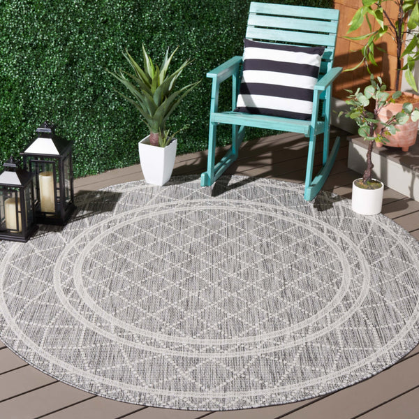 Safavieh Courtyard Elegant Area Rug With Geometric Diamond Pattern For Modern Indoor And Outdoor Spaces Light Grey ,Dark Grey 88% Polypropylene,12% Polyester Cy8121-59021-28