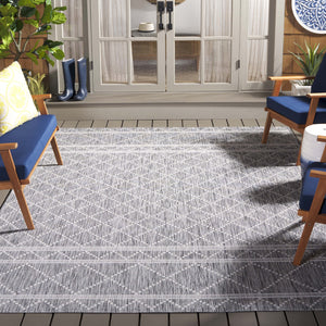 Safavieh Courtyard Elegant Area Rug With Geometric Diamond Pattern For Modern Indoor And Outdoor Spaces Light Grey ,Dark Grey 88% Polypropylene,12% Polyester Cy8121-59021-28