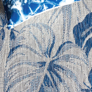 Safavieh Courtyard Floral Area Rug - Elegant Grey And Navy Design For Indoor/Outdoor Spaces, Oeko Tex Certified Grey ,Navy 88% Polypropylene,12% Polyester Cy8127-368-5