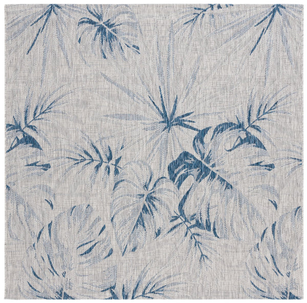 Safavieh Courtyard Floral Area Rug - Elegant Grey And Navy Design For Indoor/Outdoor Spaces, Oeko Tex Certified Grey ,Navy 88% Polypropylene,12% Polyester Cy8127-368-5