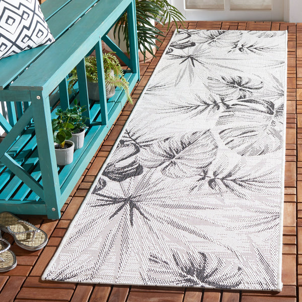 Safavieh Courtyard Floral Area Rug - Elegant Grey And Navy Design For Indoor/Outdoor Spaces, Oeko Tex Certified Grey ,Navy 88% Polypropylene,12% Polyester Cy8127-368-5