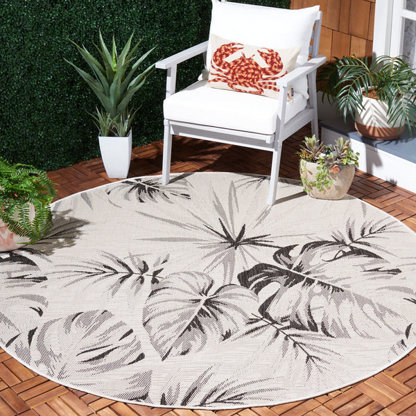 Safavieh Courtyard Floral Area Rug - Elegant Grey And Navy Design For Indoor/Outdoor Spaces, Oeko Tex Certified Grey ,Navy 88% Polypropylene,12% Polyester Cy8127-368-5