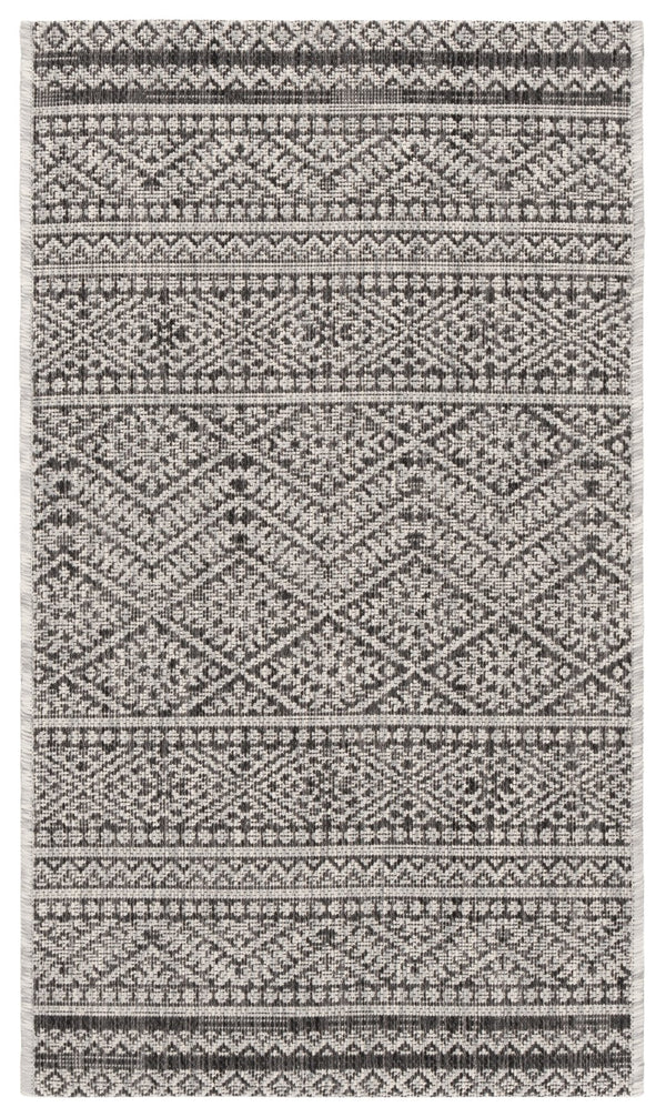 Safavieh Courtyard Power Loomed Indoor/Outdoor Rug – Modern Geometric Design For Stylish Decor Solutions Black ,Grey 85.4% Polypropylene,10.4% Polyester,4.2% Latex Cy8168-37621-27
