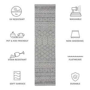 Safavieh Courtyard Power Loomed Indoor/Outdoor Rug – Modern Geometric Design For Stylish Decor Solutions Black ,Grey 85.4% Polypropylene,10.4% Polyester,4.2% Latex Cy8168-37621-27