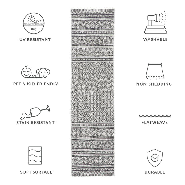 Safavieh Courtyard Power Loomed Indoor/Outdoor Rug – Modern Geometric Design For Stylish Decor Solutions Black ,Grey 85.4% Polypropylene,10.4% Polyester,4.2% Latex Cy8168-37621-27