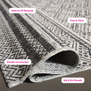 Safavieh Courtyard Power Loomed Indoor/Outdoor Rug – Modern Geometric Design For Stylish Decor Solutions Black ,Grey 85.4% Polypropylene,10.4% Polyester,4.2% Latex Cy8168-37621-27