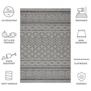 Safavieh Courtyard Power Loomed Indoor/Outdoor Rug – Modern Geometric Design For Stylish Decor Solutions Black ,Grey 85.4% Polypropylene,10.4% Polyester,4.2% Latex Cy8168-37621-27