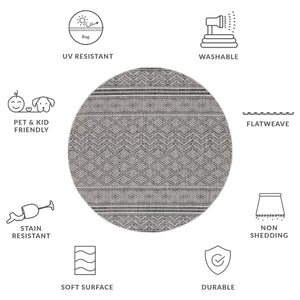 Safavieh Courtyard Power Loomed Indoor/Outdoor Rug – Modern Geometric Design For Stylish Decor Solutions Black ,Grey 85.4% Polypropylene,10.4% Polyester,4.2% Latex Cy8168-37621-27