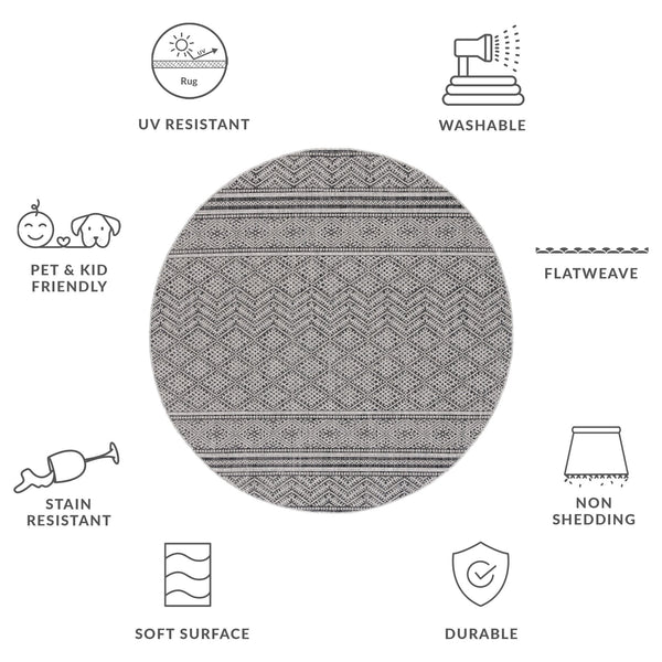 Safavieh Courtyard Power Loomed Indoor/Outdoor Rug – Modern Geometric Design For Stylish Decor Solutions Black ,Grey 85.4% Polypropylene,10.4% Polyester,4.2% Latex Cy8168-37621-27