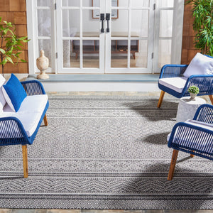 Safavieh Courtyard Power Loomed Indoor/Outdoor Rug – Modern Geometric Design For Stylish Decor Solutions Black ,Grey 85.4% Polypropylene,10.4% Polyester,4.2% Latex Cy8168-37621-27