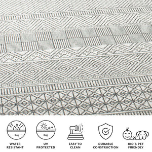 Safavieh Courtyard Indoor/Outdoor Area Rug - Elegant Geometric Design In Beige And Green For Any Space Grey ,Brown 85.4% Polypropylene,10.4% Polyester,4.2% Latex Cy8196-36312-9