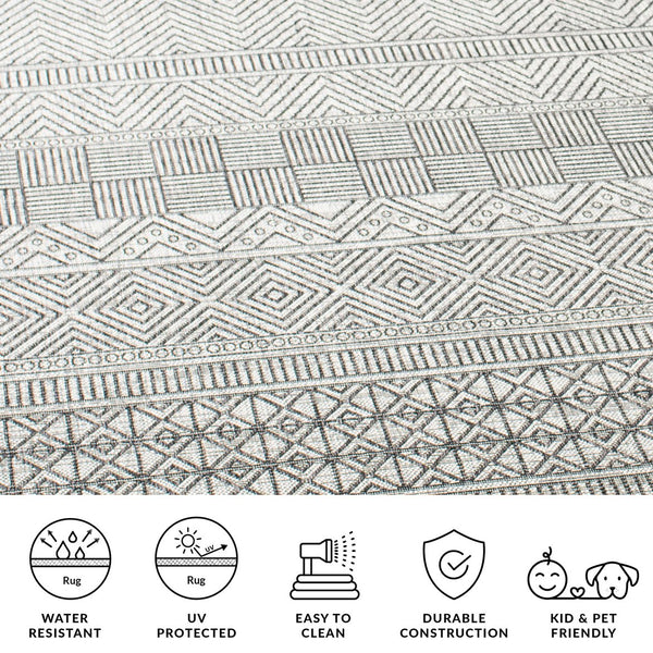 Safavieh Courtyard Indoor/Outdoor Area Rug - Elegant Geometric Design In Beige And Green For Any Space Grey ,Brown 85.4% Polypropylene,10.4% Polyester,4.2% Latex Cy8196-36312-9