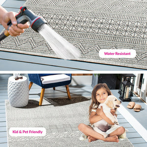 Safavieh Courtyard Indoor/Outdoor Area Rug - Elegant Geometric Design In Beige And Green For Any Space Beige ,Green 88% Polypropylene,12% Polyester Cy8196-55712-28