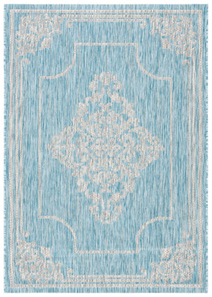 Safavieh Courtyard Elegant Area Rug - Durable, Stylish Design For Indoor And Outdoor Spaces, Oeko-tex Certified Aqua ,Grey 88% Polypropylene,12% Polyester Cy8212-37121-7r