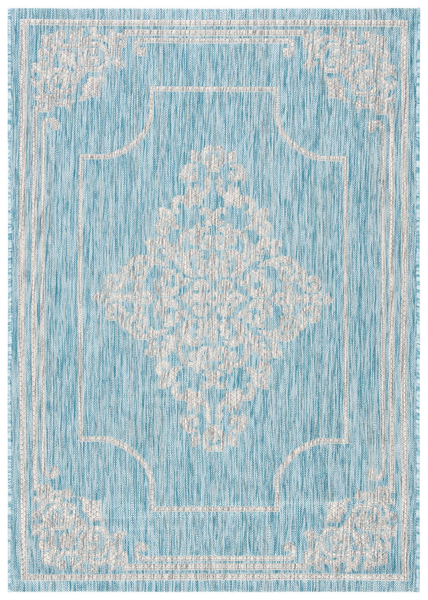 Safavieh Courtyard Elegant Area Rug - Durable, Stylish Design For Indoor And Outdoor Spaces, Oeko-tex Certified Aqua ,Grey 88% Polypropylene,12% Polyester Cy8212-37121-7r