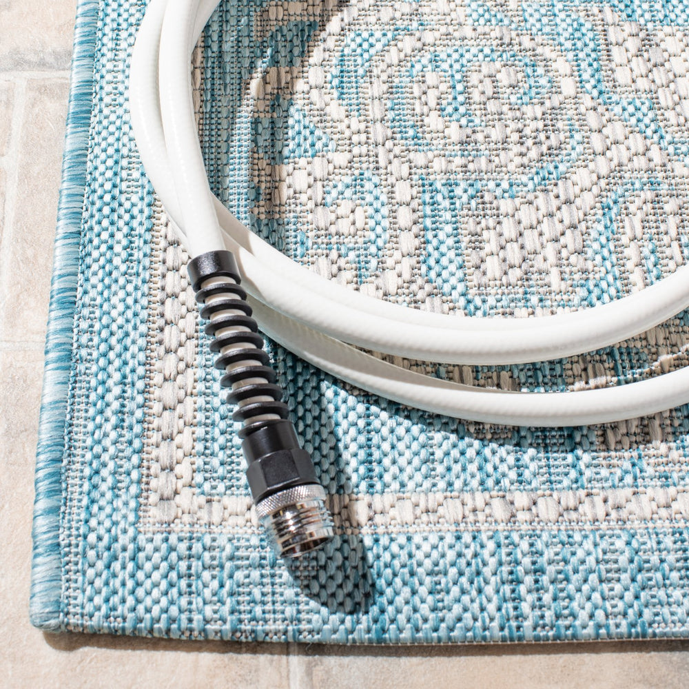 Safavieh Courtyard Elegant Area Rug - Durable, Stylish Design For Indoor And Outdoor Spaces, Oeko-tex Certified Aqua ,Grey 88% Polypropylene,12% Polyester Cy8212-37121-7r