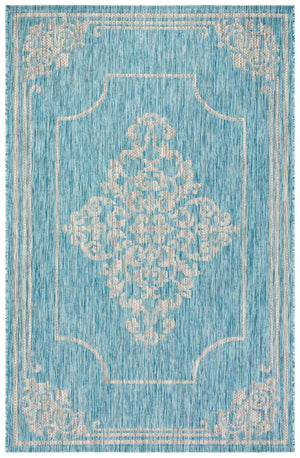 Safavieh Courtyard Elegant Area Rug - Durable, Stylish Design For Indoor And Outdoor Spaces, Oeko-tex Certified Aqua ,Grey 88% Polypropylene,12% Polyester Cy8212-37121-7r
