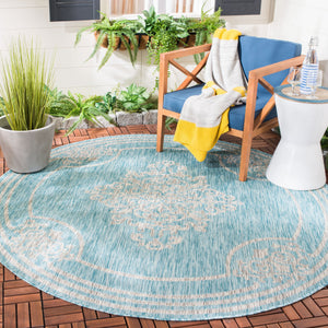 Safavieh Courtyard Elegant Area Rug - Durable, Stylish Design For Indoor And Outdoor Spaces, Oeko-tex Certified Aqua ,Grey 88% Polypropylene,12% Polyester Cy8212-37121-7r