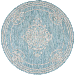 Safavieh Courtyard Elegant Area Rug - Durable, Stylish Design For Indoor And Outdoor Spaces, Oeko-tex Certified Aqua ,Grey 88% Polypropylene,12% Polyester Cy8212-37121-7r