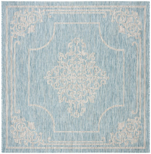 Safavieh Courtyard Elegant Area Rug - Durable, Stylish Design For Indoor And Outdoor Spaces, Oeko-tex Certified Aqua ,Grey 88% Polypropylene,12% Polyester Cy8212-37121-7r