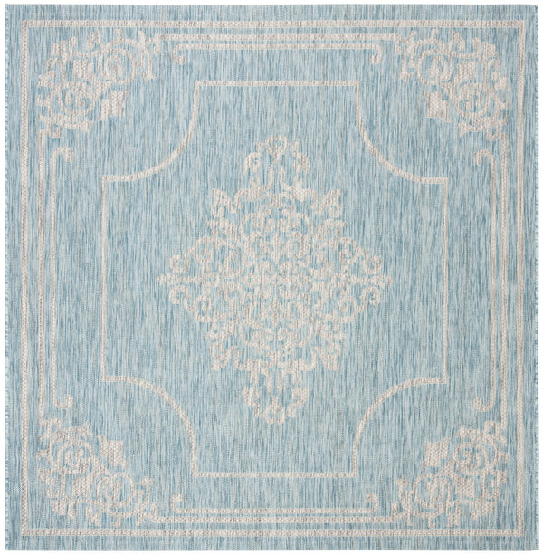 Safavieh Courtyard Elegant Area Rug - Durable, Stylish Design For Indoor And Outdoor Spaces, Oeko-tex Certified Aqua ,Grey 88% Polypropylene,12% Polyester Cy8212-37121-7r