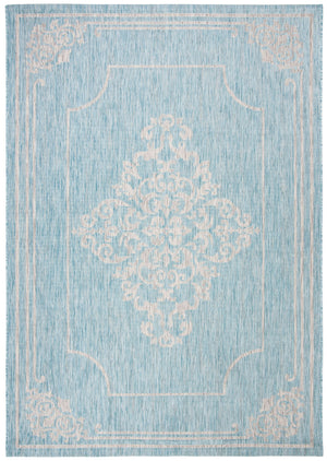 Safavieh Courtyard Elegant Area Rug - Durable, Stylish Design For Indoor And Outdoor Spaces, Oeko-tex Certified Aqua ,Grey 88% Polypropylene,12% Polyester Cy8212-37121-7r