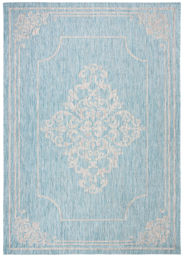Safavieh Courtyard Elegant Area Rug - Durable, Stylish Design For Indoor And Outdoor Spaces, Oeko-tex Certified Aqua ,Grey 88% Polypropylene,12% Polyester Cy8212-37121-7r