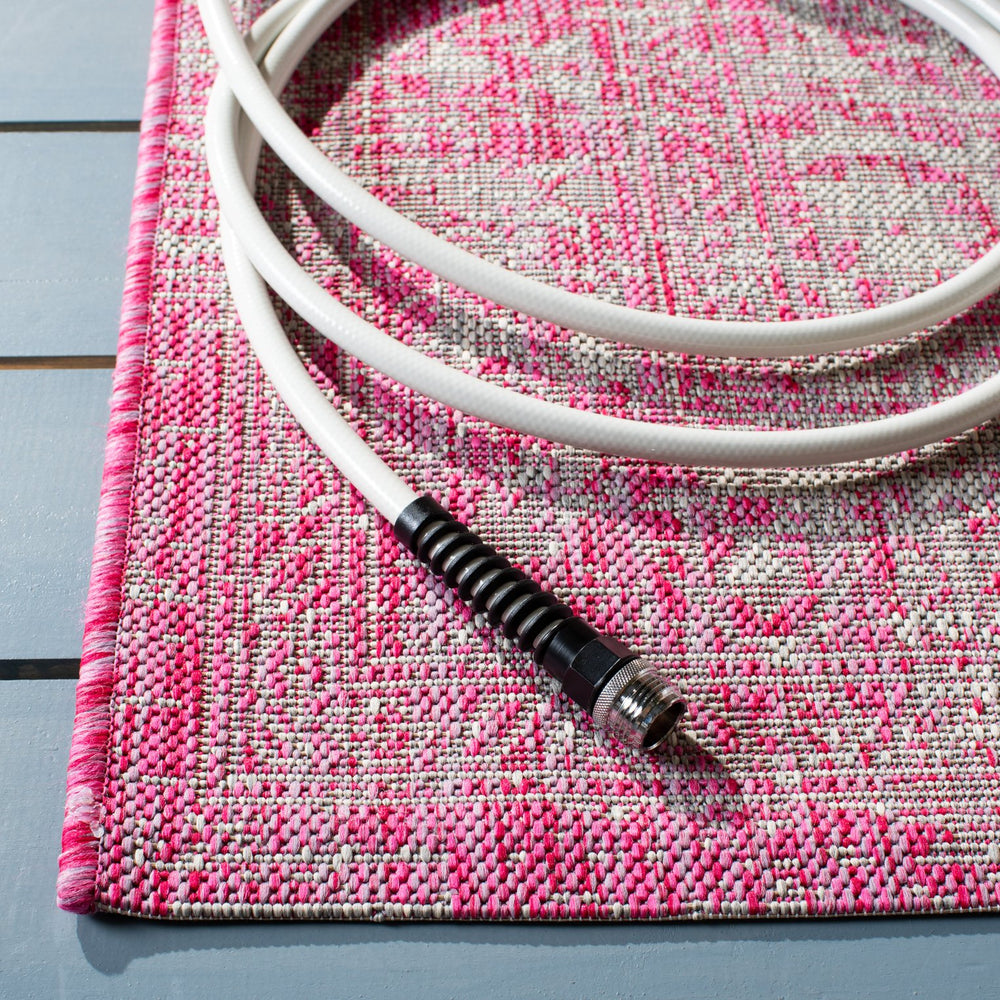 Safavieh Courtyard Exquisite Area Rug With Vintage Patterns - Durable Indoor/Outdoor Elegance For Any Space Fuchsia ,Grey 85.4% Polypropylene,10.4% Polyester,4.2% Latex Cy8231-39712-4