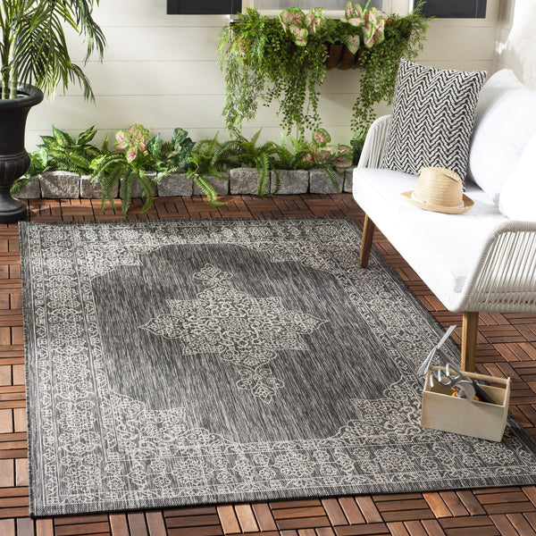Safavieh Coutyard Elegant Grey And Navy Area Rug – Durable, Oeko Tex Certified, Stunning Design For Home Decor Grey ,Navy 88% Polypropylene,12% Polyester Cy8232-36812-7r