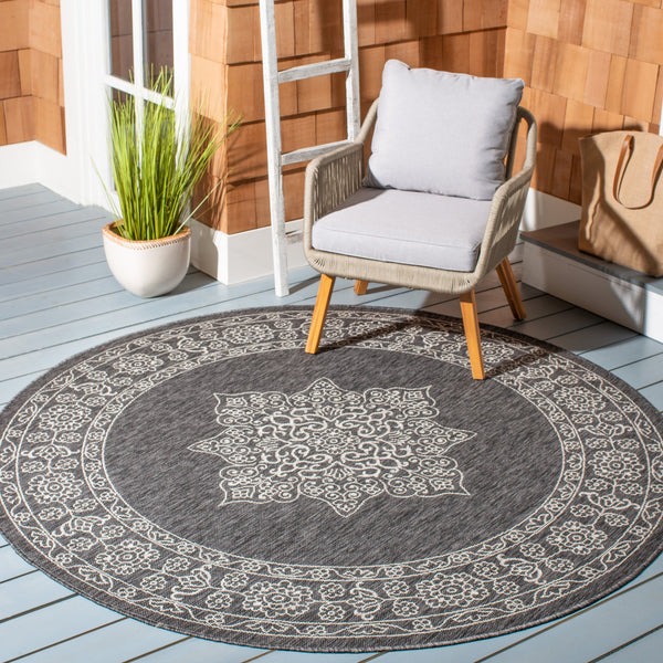 Safavieh Coutyard Elegant Grey And Navy Area Rug – Durable, Oeko Tex Certified, Stunning Design For Home Decor Grey ,Navy 88% Polypropylene,12% Polyester Cy8232-36812-7r