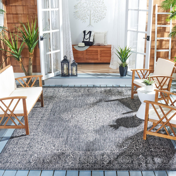 Safavieh Coutyard Elegant Grey And Navy Area Rug – Durable, Oeko Tex Certified, Stunning Design For Home Decor Grey ,Navy 88% Polypropylene,12% Polyester Cy8232-36812-7r