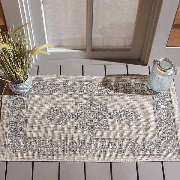 Safavieh Coutyard Elegant Grey And Navy Area Rug – Durable, Oeko Tex Certified, Stunning Design For Home Decor Grey ,Navy 88% Polypropylene,12% Polyester Cy8232-36812-7r