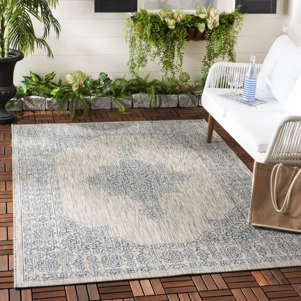 Safavieh Coutyard Elegant Grey And Navy Area Rug – Durable, Oeko Tex Certified, Stunning Design For Home Decor Grey ,Navy 88% Polypropylene,12% Polyester Cy8232-36812-7r