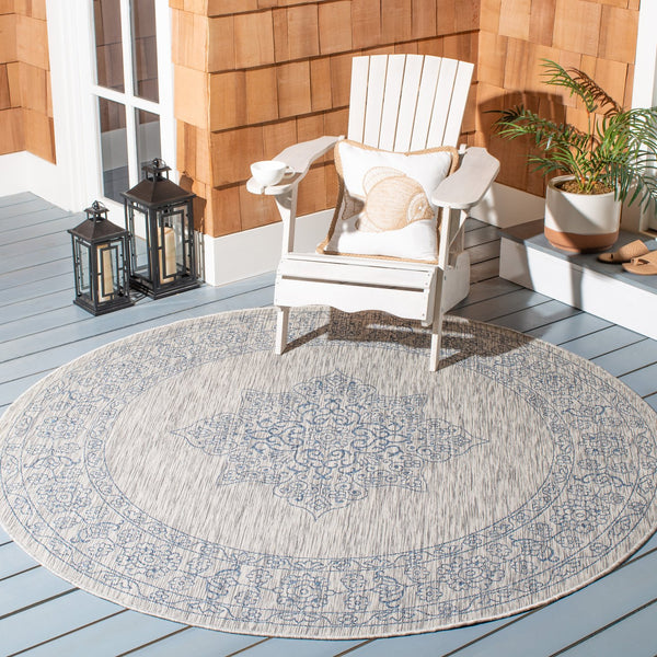 Safavieh Coutyard Elegant Grey And Navy Area Rug – Durable, Oeko Tex Certified, Stunning Design For Home Decor Grey ,Navy 88% Polypropylene,12% Polyester Cy8232-36812-7r